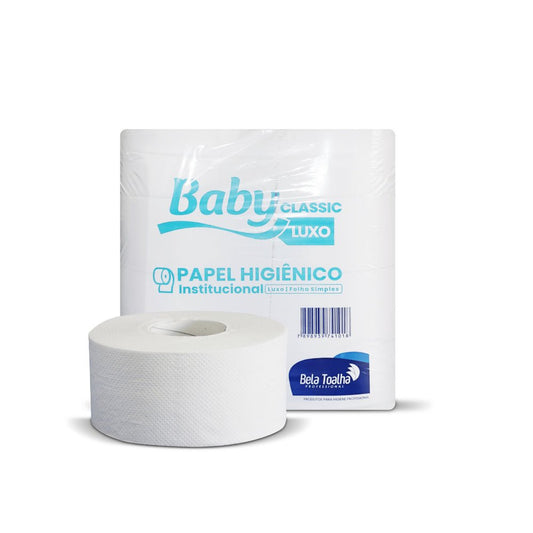 Papel Higiênico Rolão Luxo folha simples Baby 8 rolos de 300 metros - e - dona