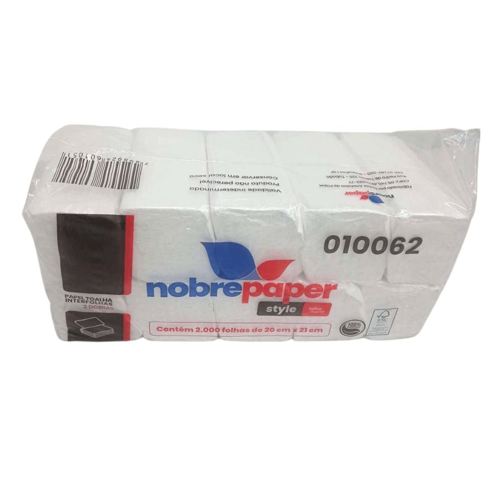 Papel Interfolha 100% celulose 20x21cm 2 dobras folha dupla Nobre com 2.000 folhas - e - dona