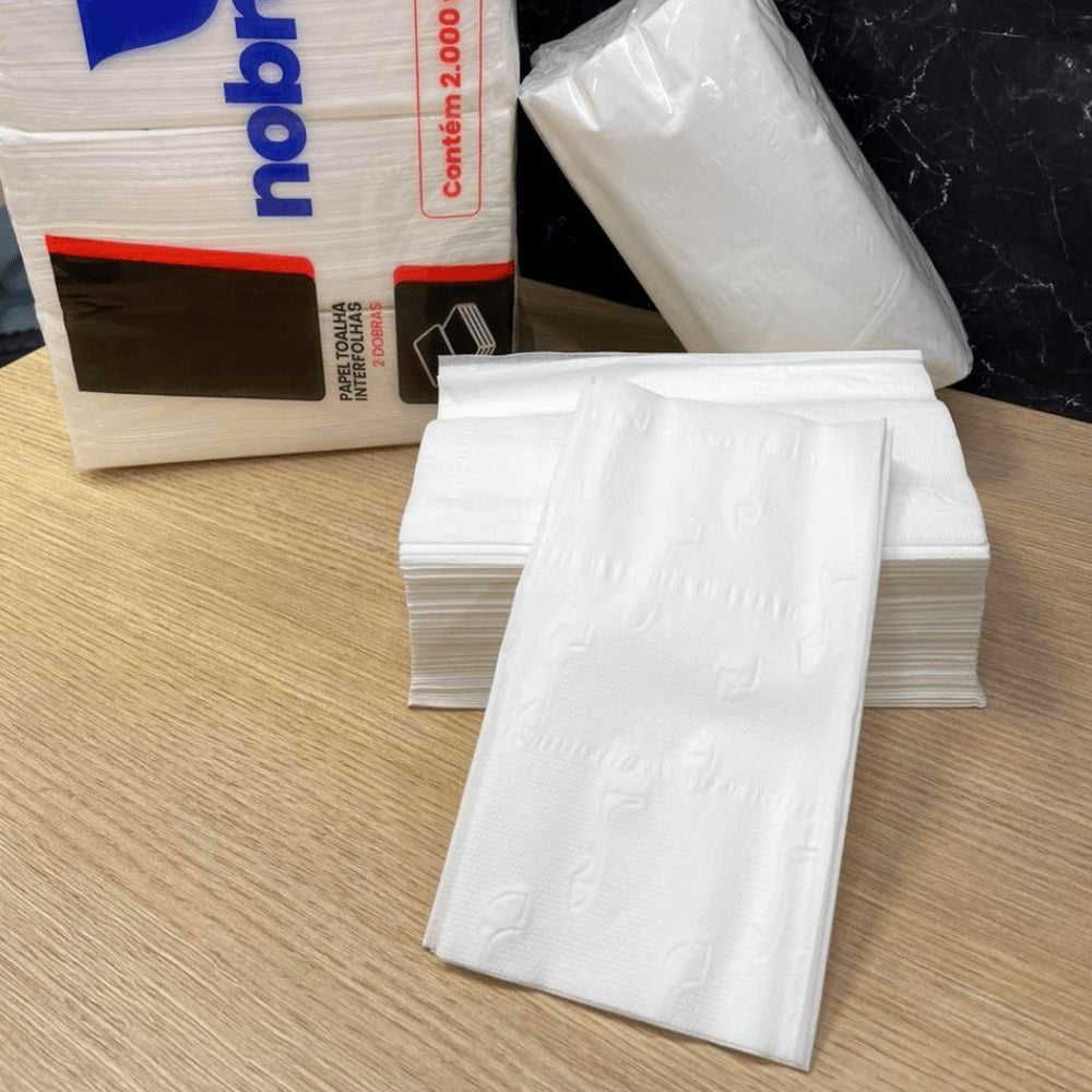 Papel Interfolha 100% celulose 20x21cm 2 dobras folha dupla Nobre com 2.000 folhas - e - dona