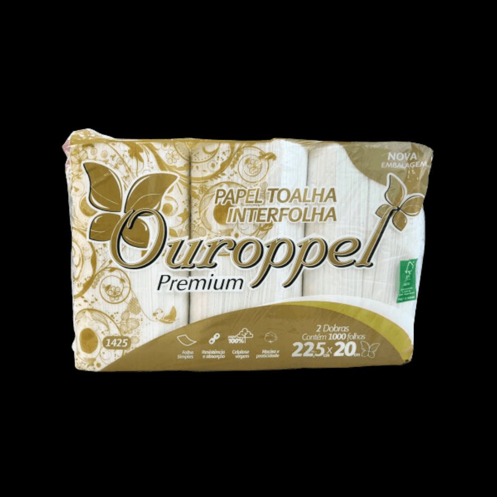 Papel Interfolha 100% celulose 22,5x20cm 2 dobras folha simples Ouroppel com 1.000 folhas - e - dona