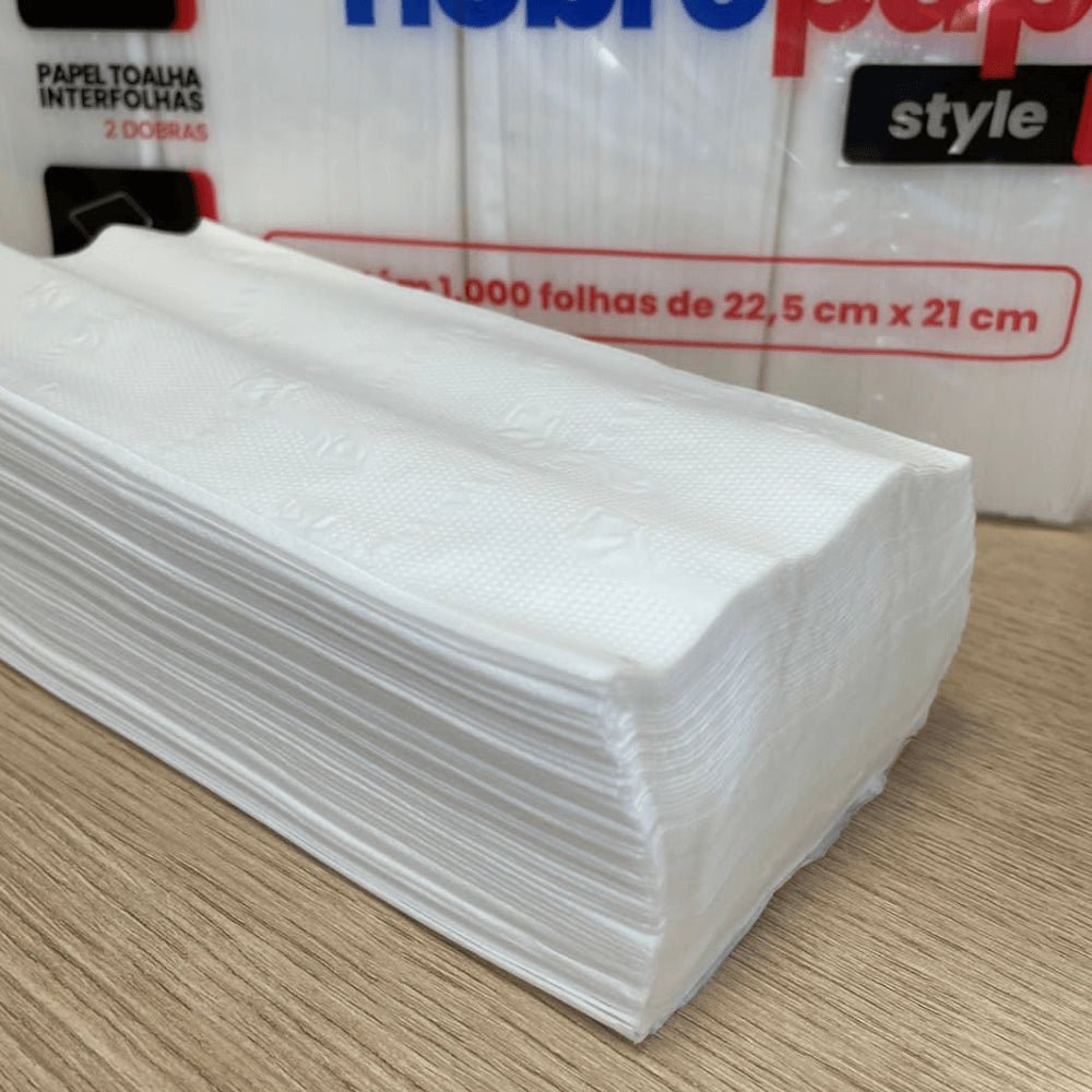 Papel Interfolha 100% celulose 22,5x21cm 2 dobras folha dupla Nobre com 1.000 folhas - e - dona
