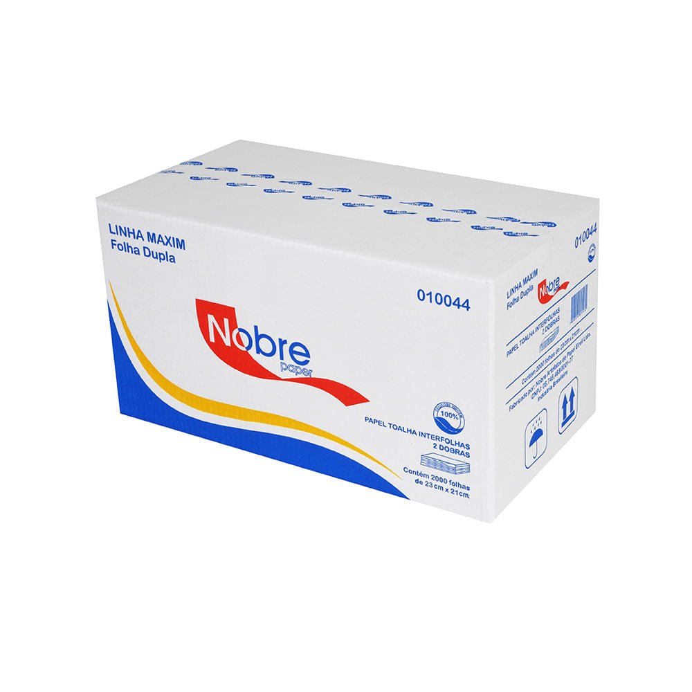 Papel Interfolha 100% celulose 22,5x21cm 2 dobras folha dupla Nobre com 2.000 folhas - e - dona