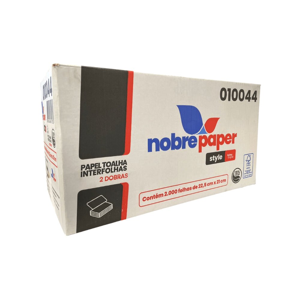 Papel Interfolha 100% celulose 22,5x21cm 2 dobras folha dupla Nobre com 2.000 folhas - e - dona