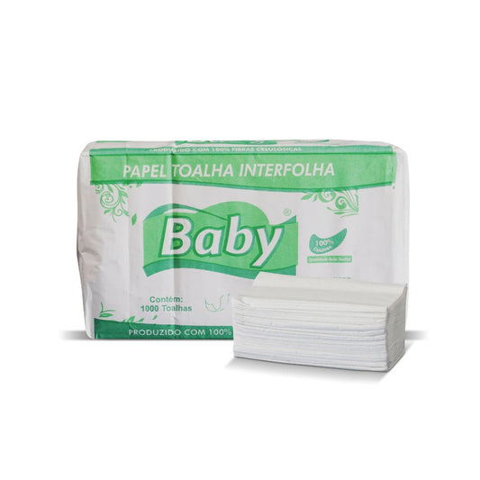 Papel Interfolha 100% celulose 22,5x21cm 2 dobras folha simples Baby com 1.000 folhas - e - dona