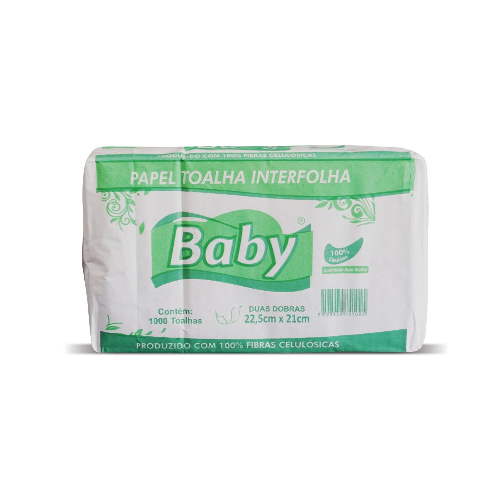 Papel Interfolha 100% celulose 22,5x21cm 2 dobras folha simples Baby com 1.000 folhas - e - dona
