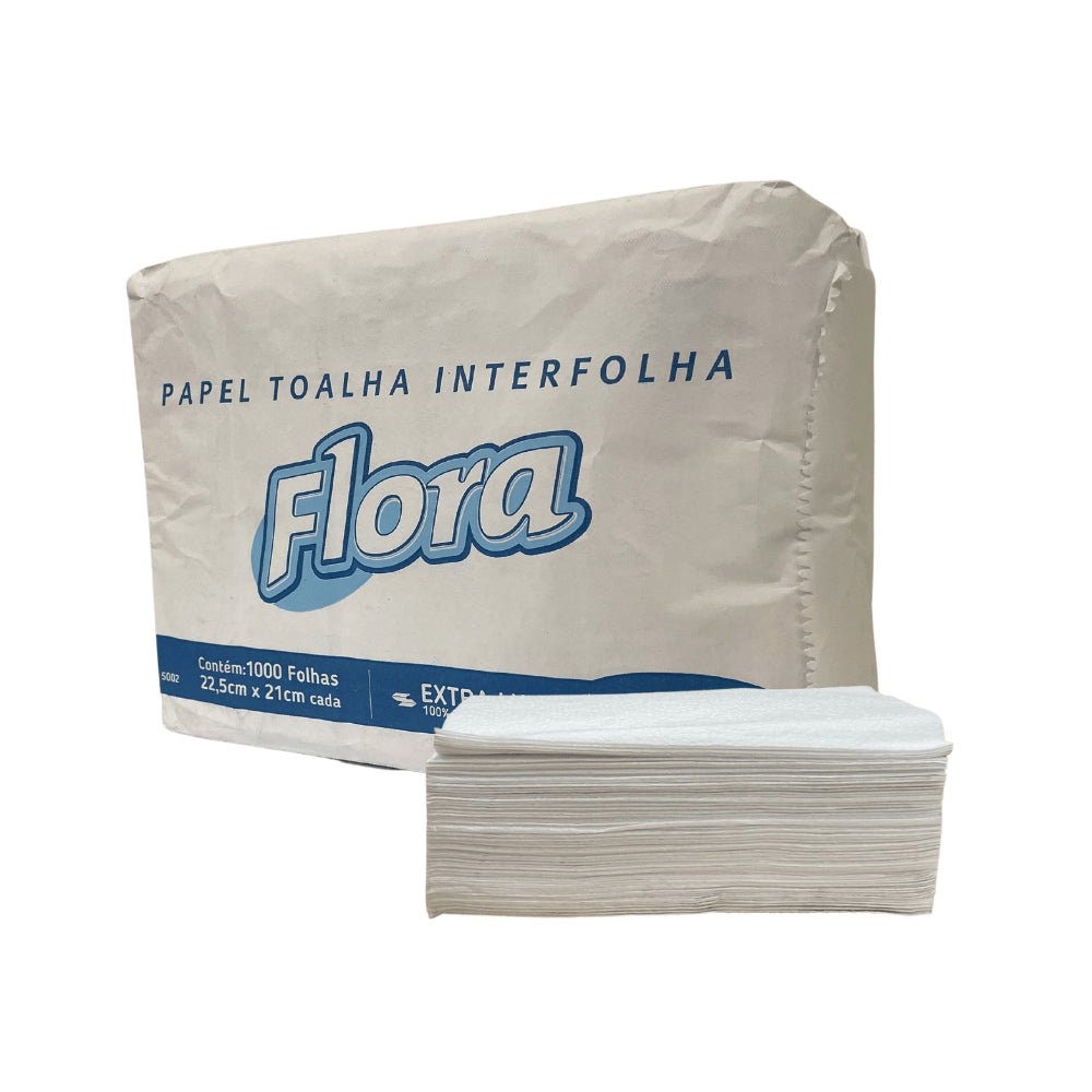 Papel Interfolha 100% celulose 22,5x21cm 2 dobras folha simples Flora com 1.000 folhas - e - dona