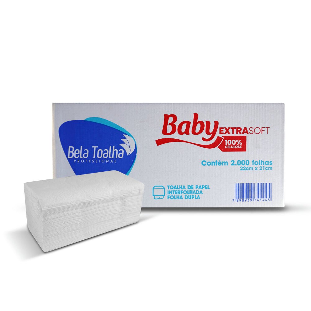 Papel Interfolha 100% celulose 22x21cm 2 dobras folha dupla Baby com 2.000 folhas - e - dona