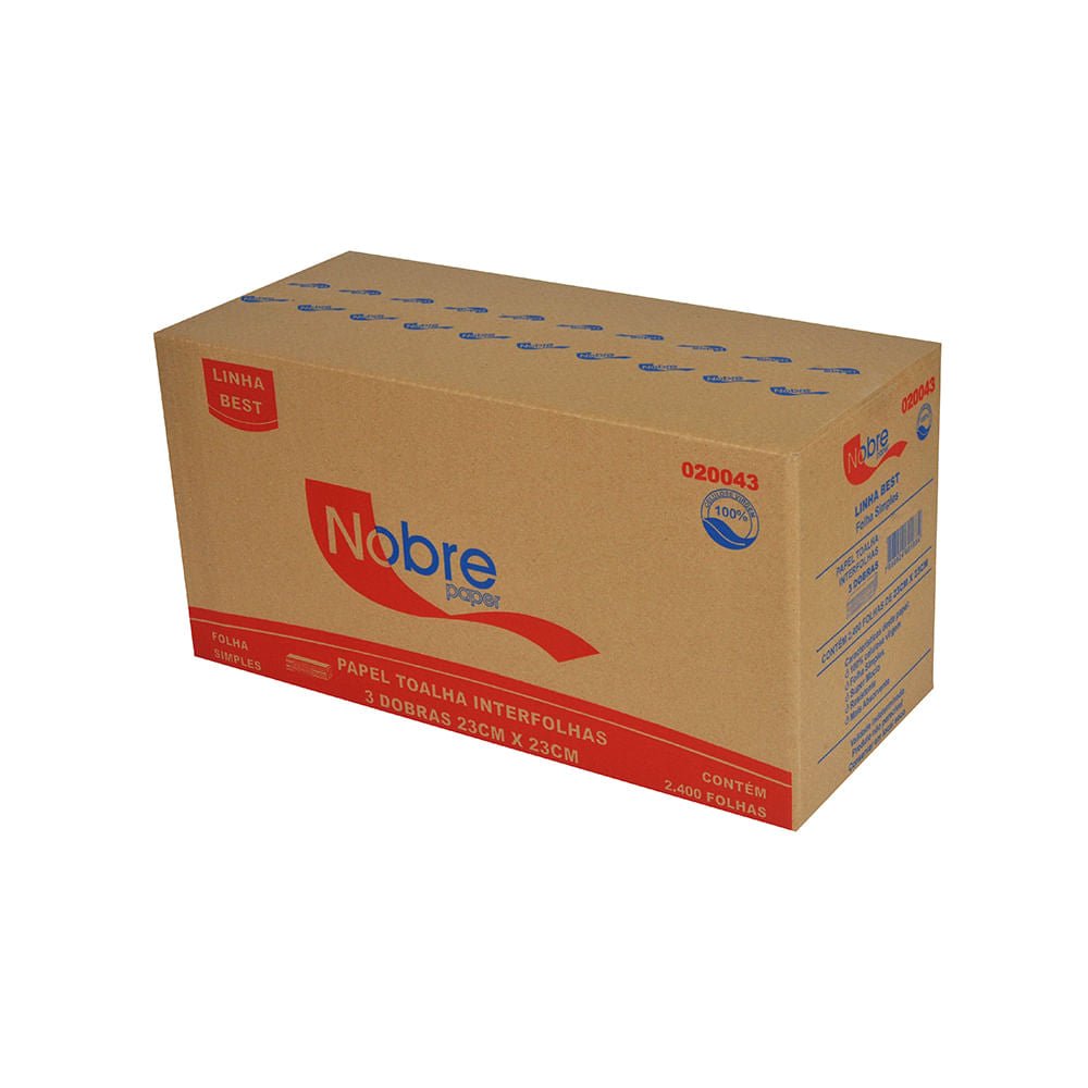 Papel Interfolha 100% celulose 23x23cm 3 dobras folha simples Nobre com 2.400 folhas - e - dona