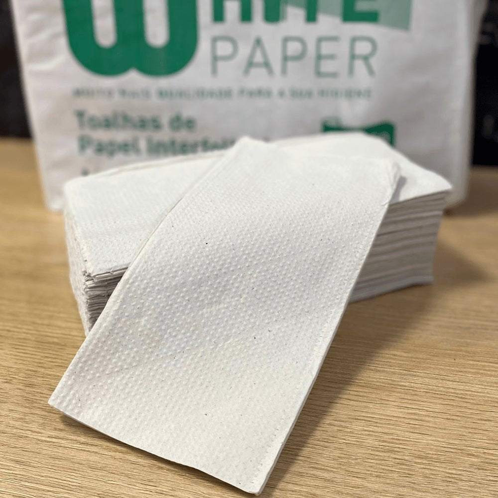 Papel Interfolha Branco 21x22cm 2 dobras folha simples White Paper com 1.000 folhas - e - dona