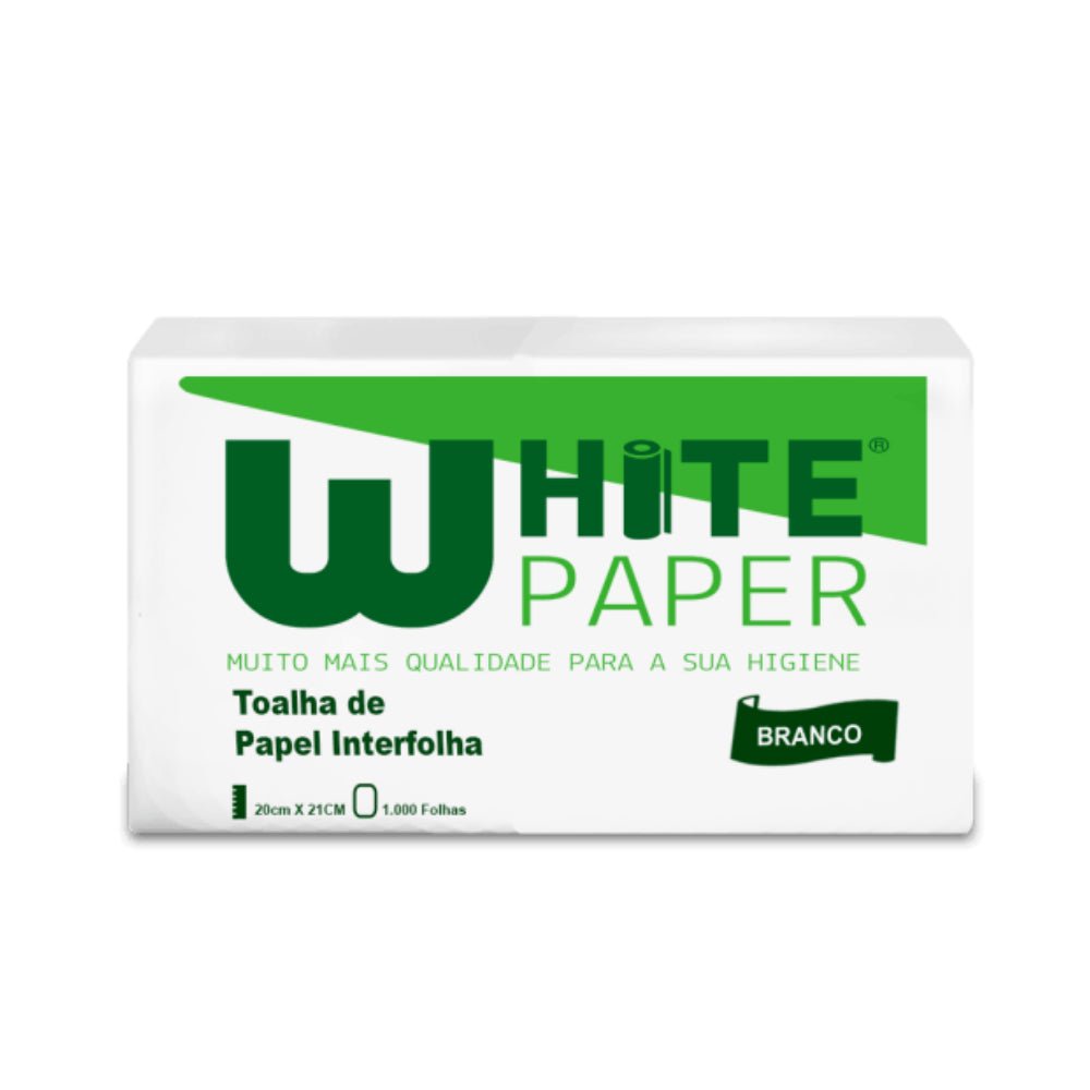 Papel Interfolha Branco 21x22cm 2 dobras folha simples White Paper com 1.000 folhas - e - dona