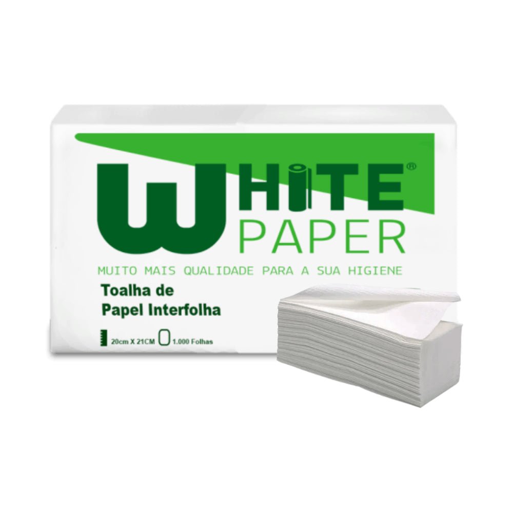 Papel Interfolha Branco 21x22cm 2 dobras folha simples White Paper com 1.000 folhas - e - dona