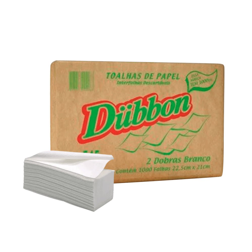 Papel Interfolha Branco 22,5x21cm 2 dobras Dubbon 28g com 1.000 folhas - e - dona