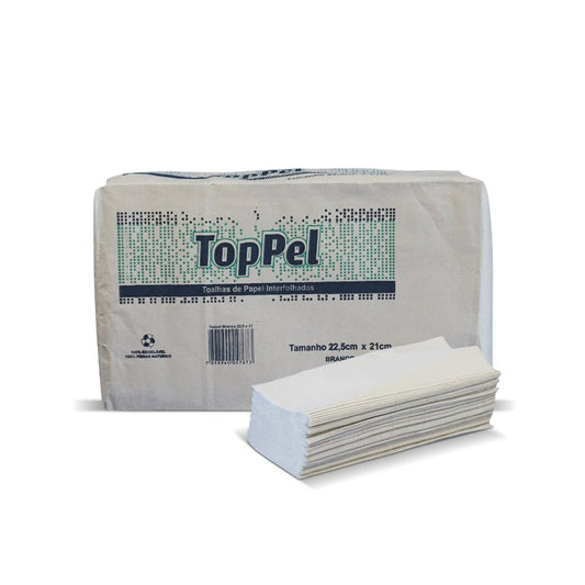 Papel interfolha Branco 22,5x21cm 2 dobras folha simples Toppel - e - dona