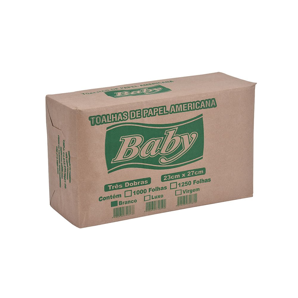 Papel Interfolha Branco 23x27cm 3 dobras folha simples Baby com 1.250 folhas - e - dona