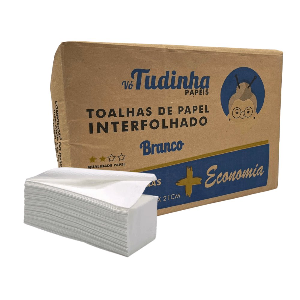 Papel Interfolha Branco Vó Tudinha Praticidade e Qualidade em Folhas Simples para seu Negócio 20x21cm e 2 dobras - e - dona