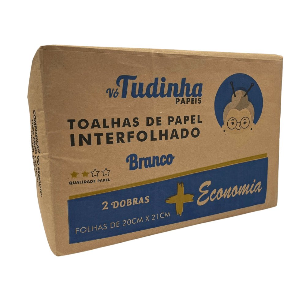 Papel Interfolha Branco Vó Tudinha Praticidade e Qualidade em Folhas Simples para seu Negócio 20x21cm e 2 dobras - e - dona
