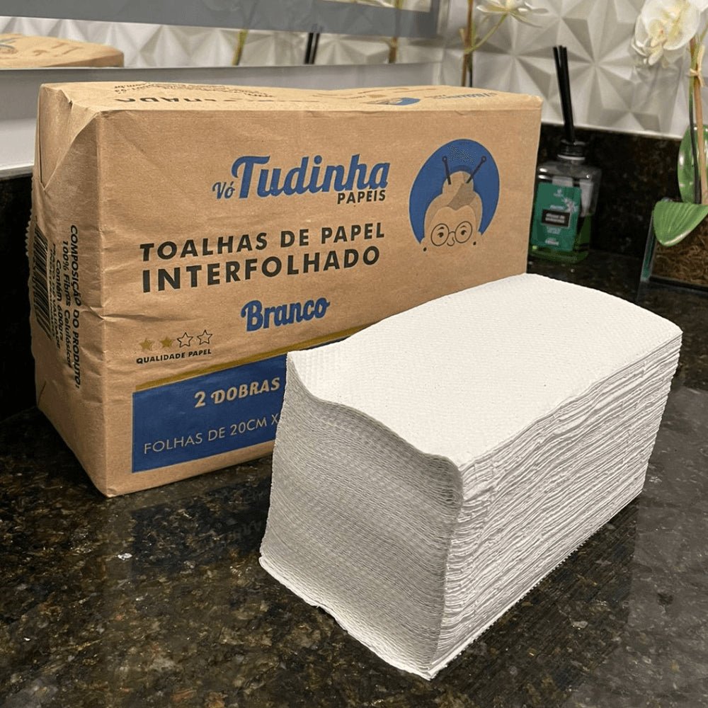 Papel Interfolha Branco Vó Tudinha Praticidade e Qualidade em Folhas Simples para seu Negócio 20x21cm e 2 dobras - e - dona