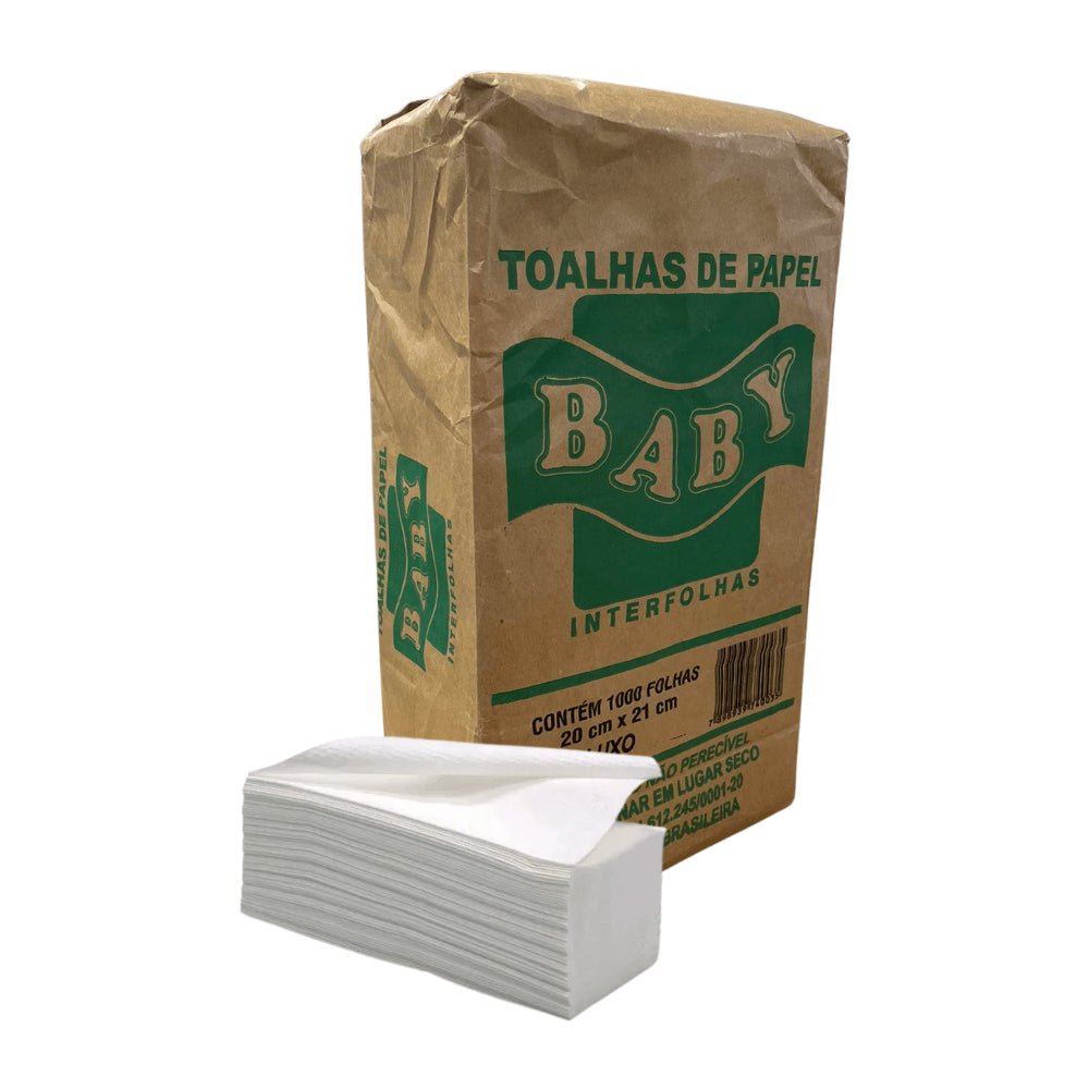 Papel Interfolha Luxo 20x21cm 2 dobras folha simples Baby com 1.000 folhas - e - dona
