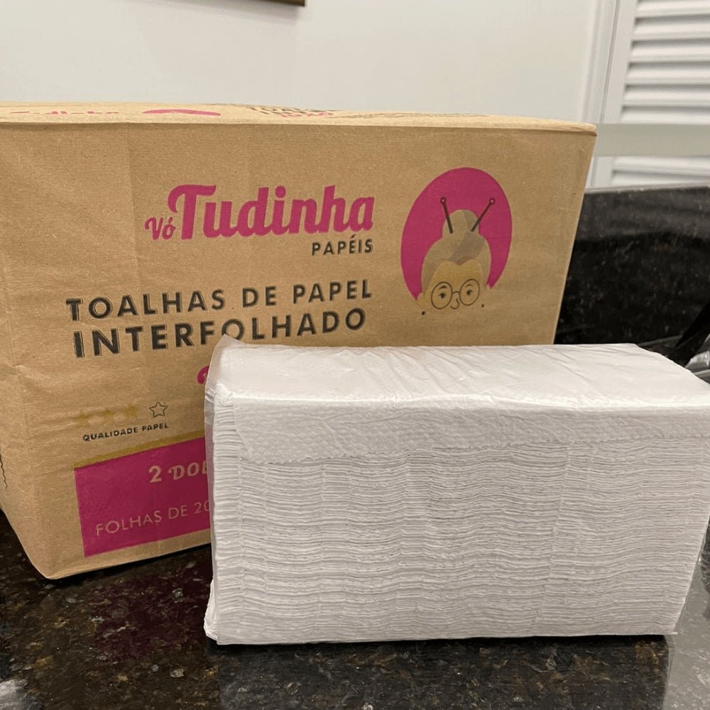 Papel Interfolha Luxo 20x21cm 2 dobras folha simples Vó Tudinha - e - dona
