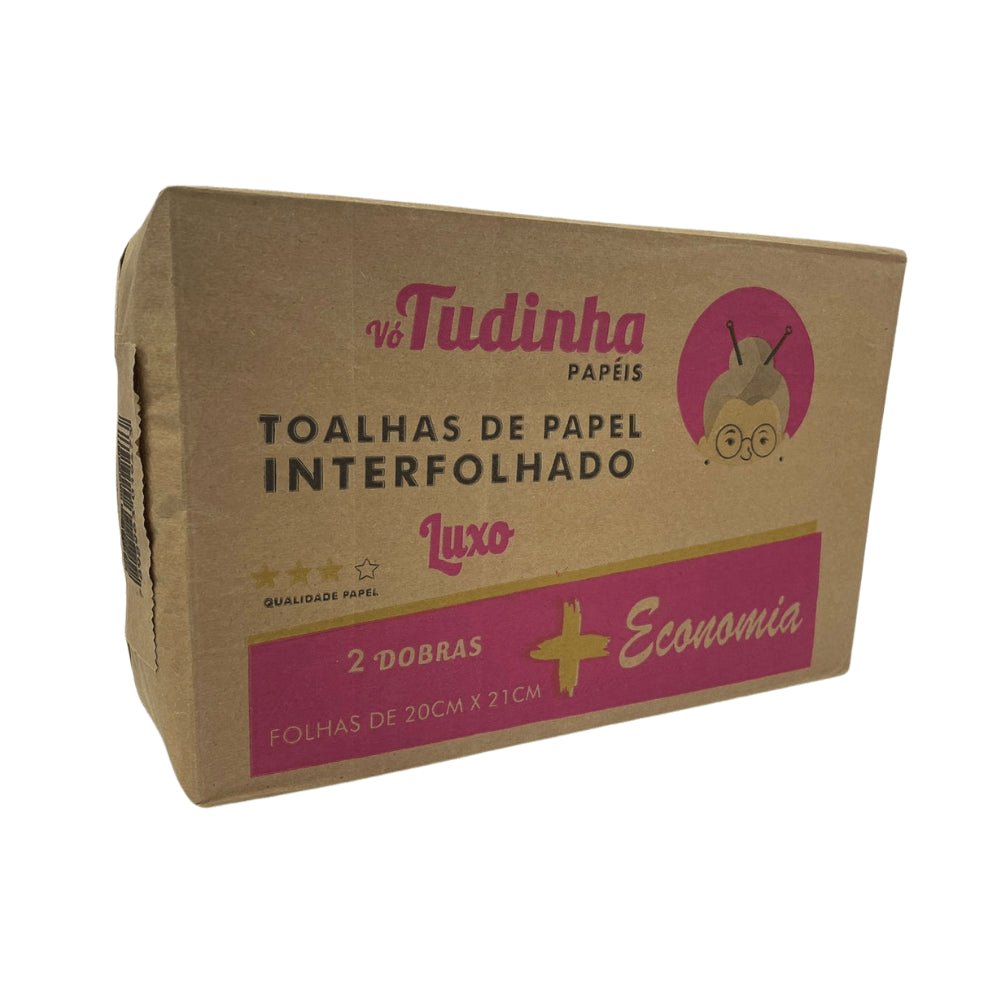 Papel Interfolha Luxo 20x21cm 2 dobras folha simples Vó Tudinha - e - dona