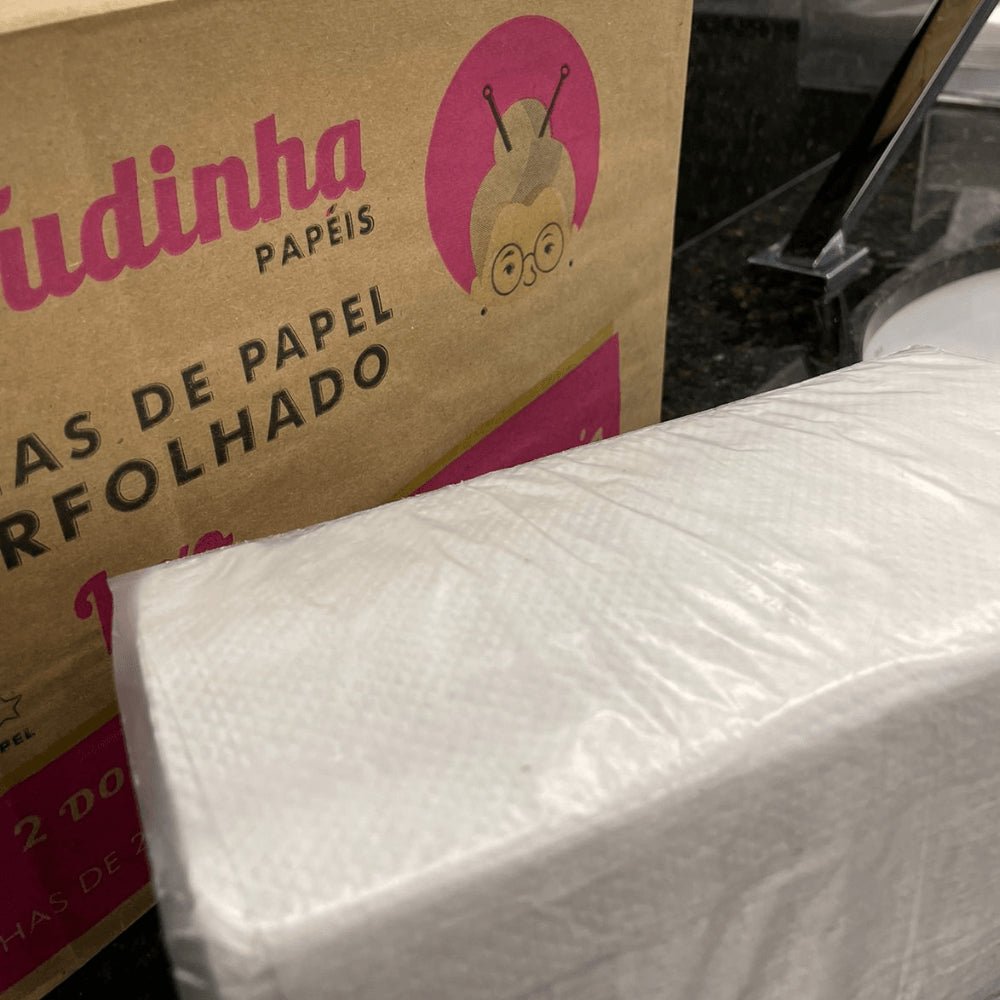 Papel Interfolha Luxo 20x21cm 2 dobras folha simples Vó Tudinha - e - dona