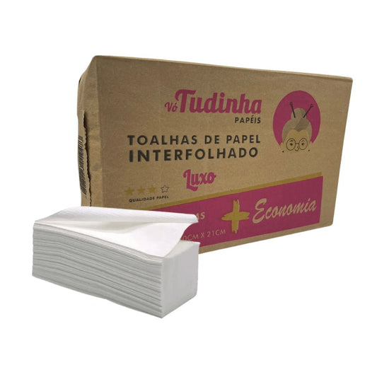 Papel Interfolha Luxo 20x21cm 2 dobras folha simples Vó Tudinha - e - dona