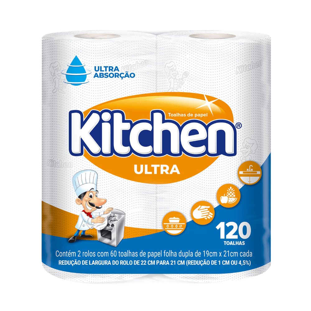Papel Toalha para cozinha Kitchen com 2 rolos - e - dona