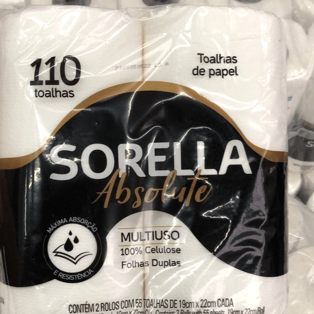 Papel toalha Sorella Absolute Folha Dupla para cozinha com 2 rolos - e - dona
