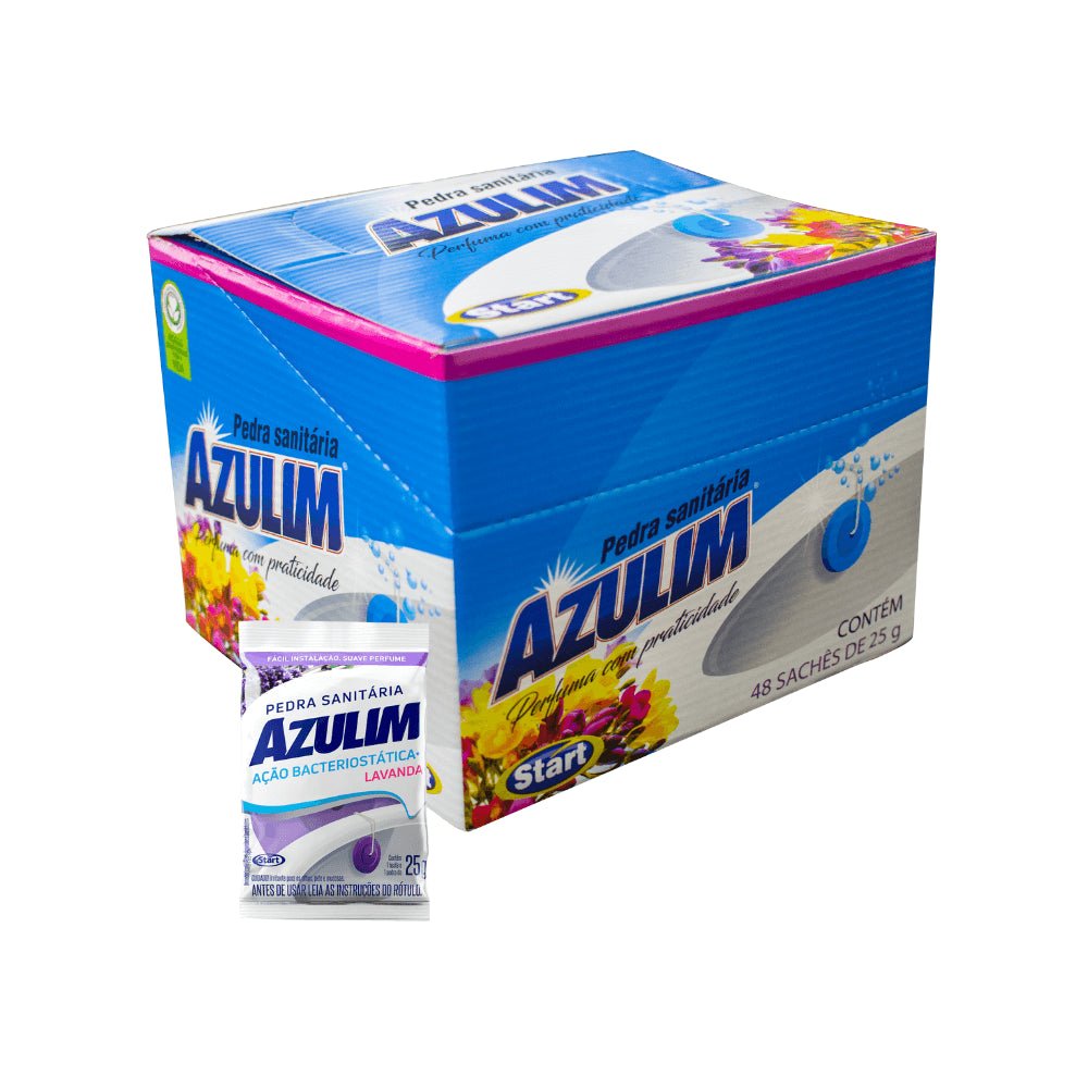 Pedra Sanitária Lavanda Azulim 48 sachês de 25g - e - dona