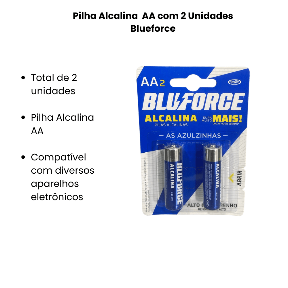 Pilha Alcalina Blueforce AA com 2 Unidades - e - dona