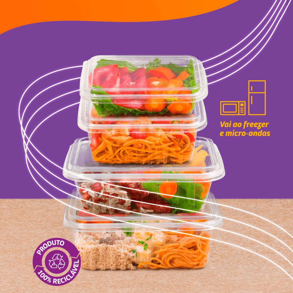 Pote 250ml Retangular Transparente com tampa Cristalcopo com 150 unidades - e - dona