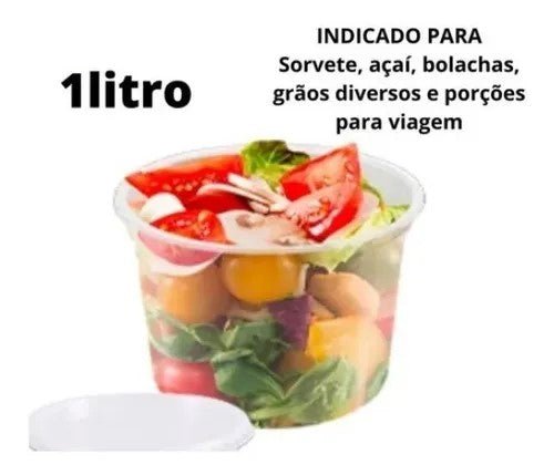 Pote de 1.000ml transparente com tampa Cristalcopo com 150 unidades - e - dona