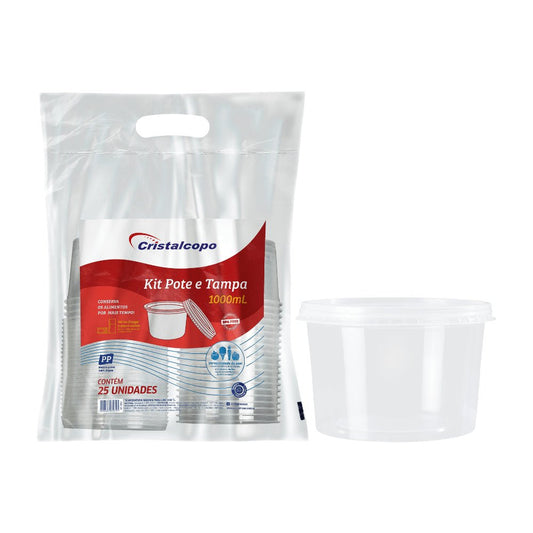 Pote de 1.000ml transparente com tampa Cristalcopo com 150 unidades - e - dona