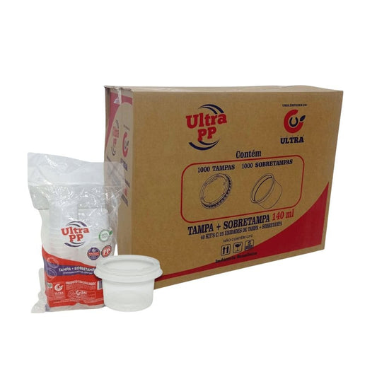 Pote de 140ml com tampa PP transparente Ultratherm Replast com 1.000 unidades - e - dona