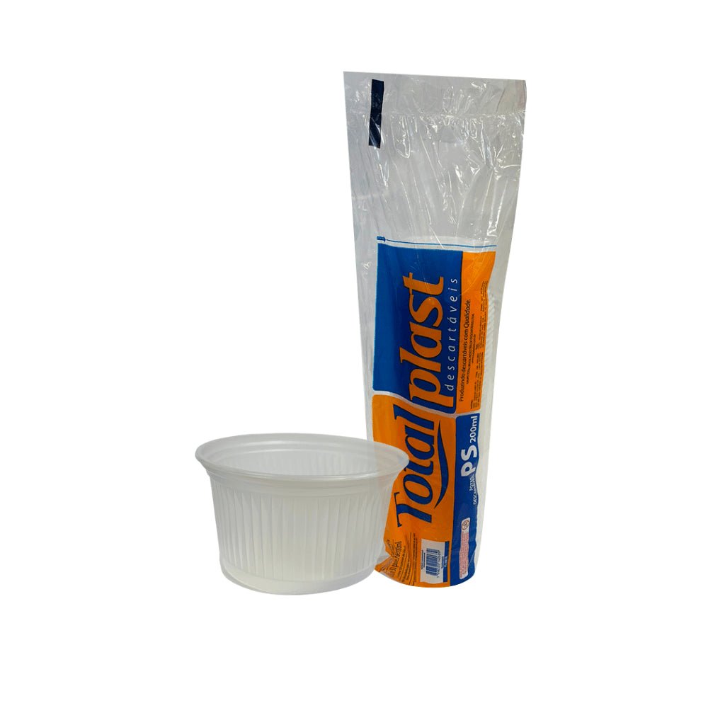 Pote de 200ml redondo Transparente PS Totalplast com 1.000 unidades - e - dona