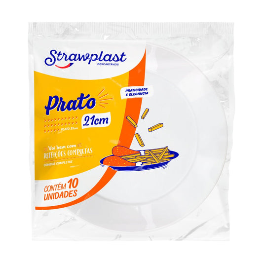 Prato Acrílico Redondo 21cm Cristal com 10 unidades - e - dona