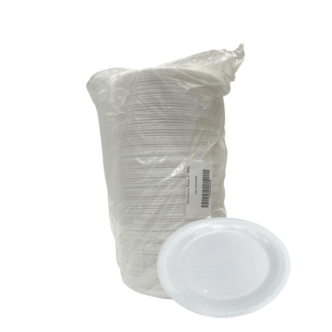 Prato de Isopor Raso 21cm para Refeição Ultratherm com 400 unidades - e - dona