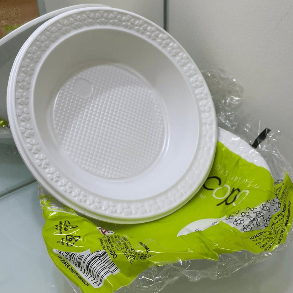 Prato Fundo 21cm Branco para Refeição Kerocopo com 250 unidades - e - dona