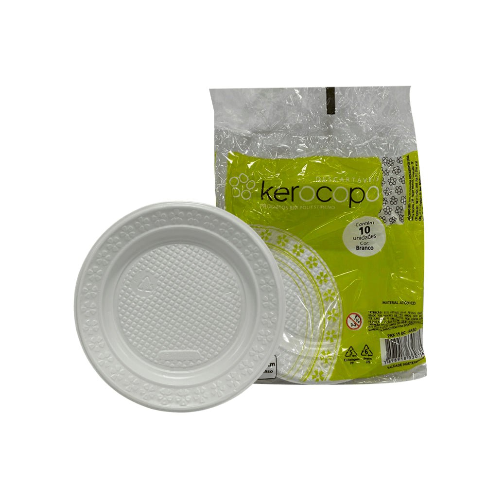 Prato Raso 15cm Branco para Sobremesa Kerocopo com 500 unidades - e - dona