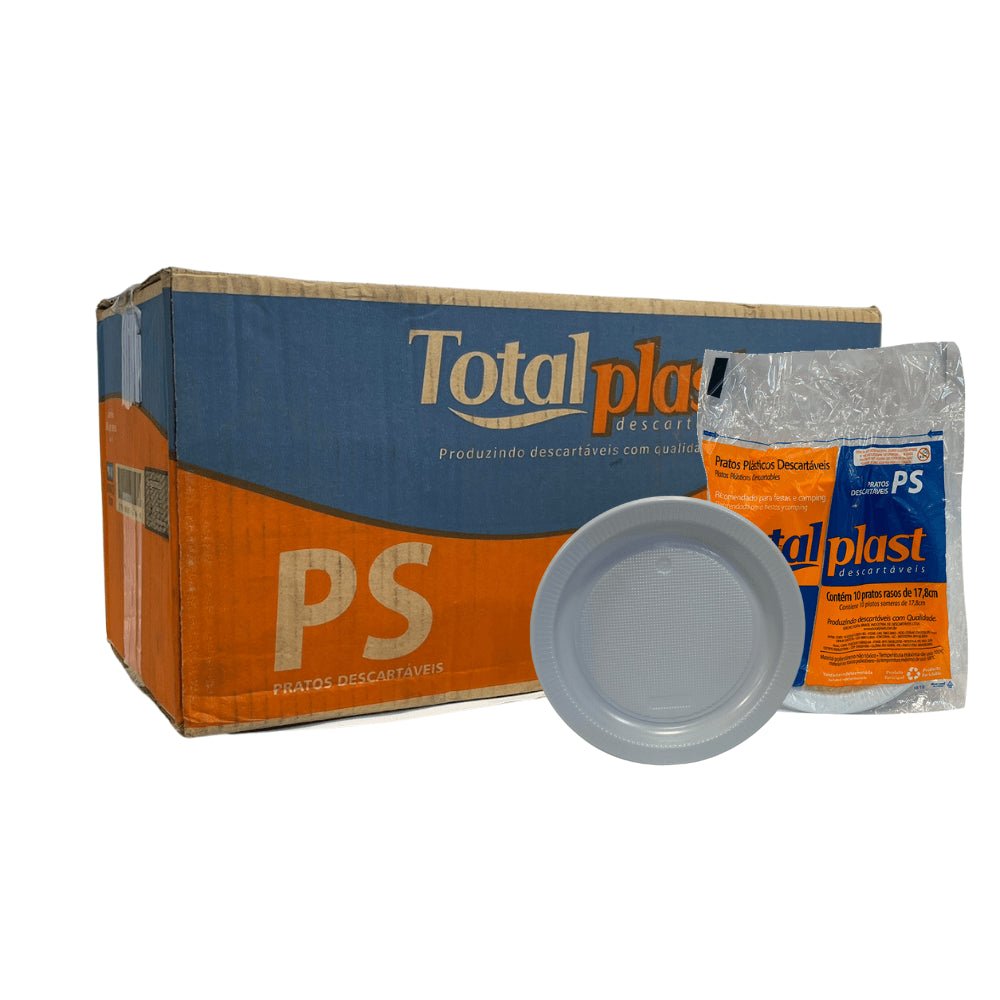 Prato Raso 18cm Branco para Sobremesa Totalplast com 500 unidades - e - dona