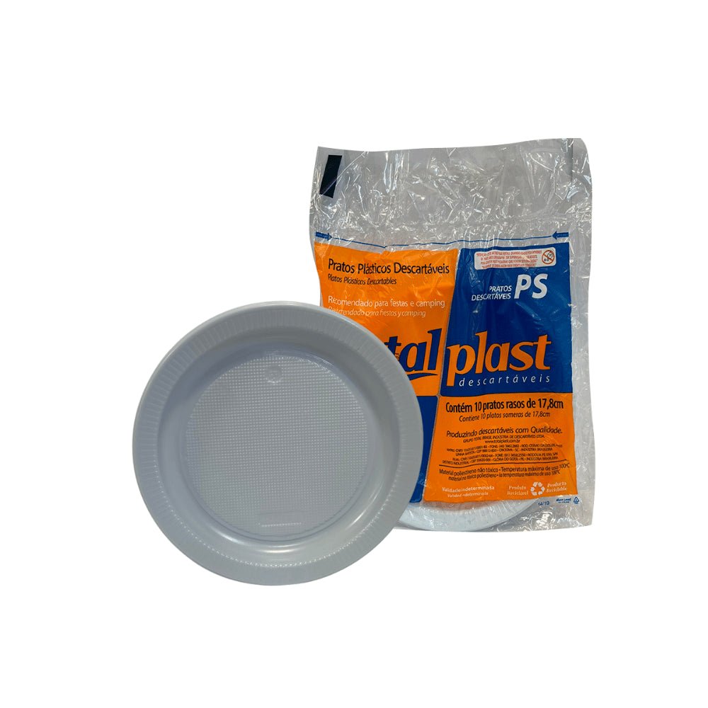 Prato Raso 18cm Branco para Sobremesa Totalplast com 500 unidades - e - dona