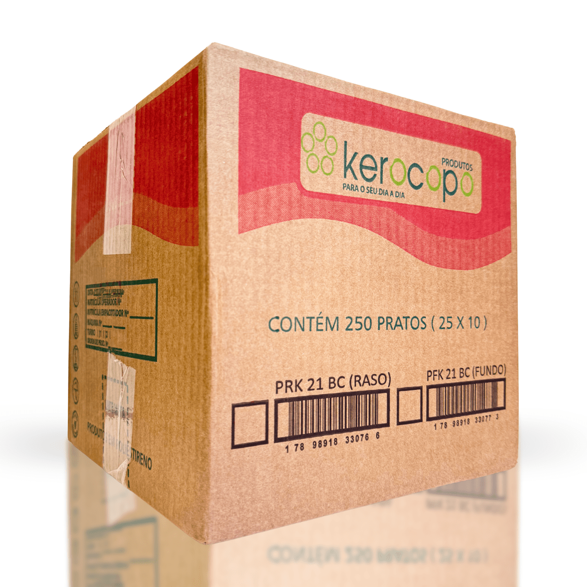 Prato Raso 21cm Branco para Refeição Kerocopo com 250 unidades - e - dona