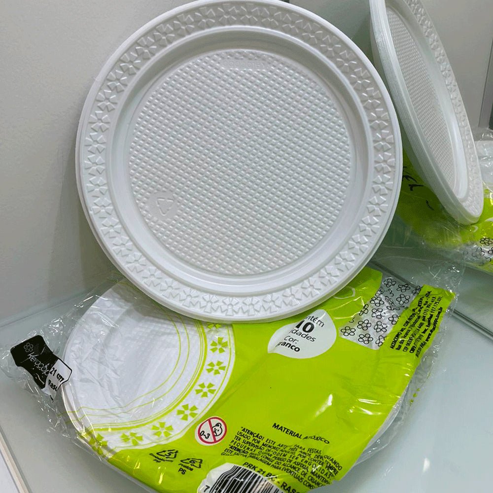 Prato Raso 21cm Branco para Refeição Kerocopo com 250 unidades - e - dona