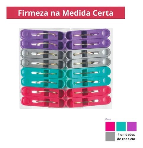 Prendedor plástico para Roupa Esfrebom com 16 unidades - e - dona