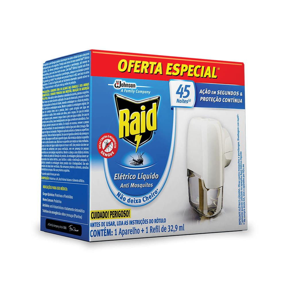 Repelente Elétrico + refil 45 noites Raid 1 unidade - e - dona