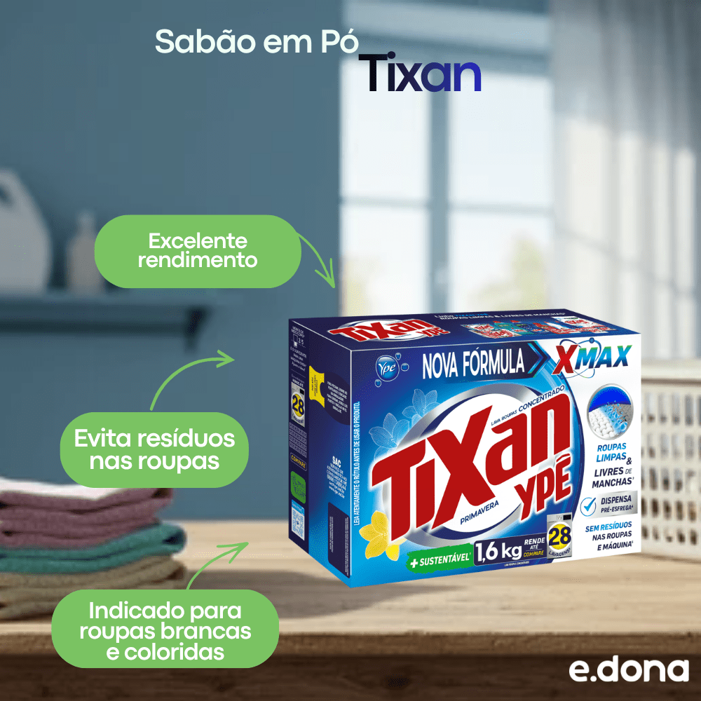 Sabão em Pó Tixan Primavera 1,6kg - e - dona