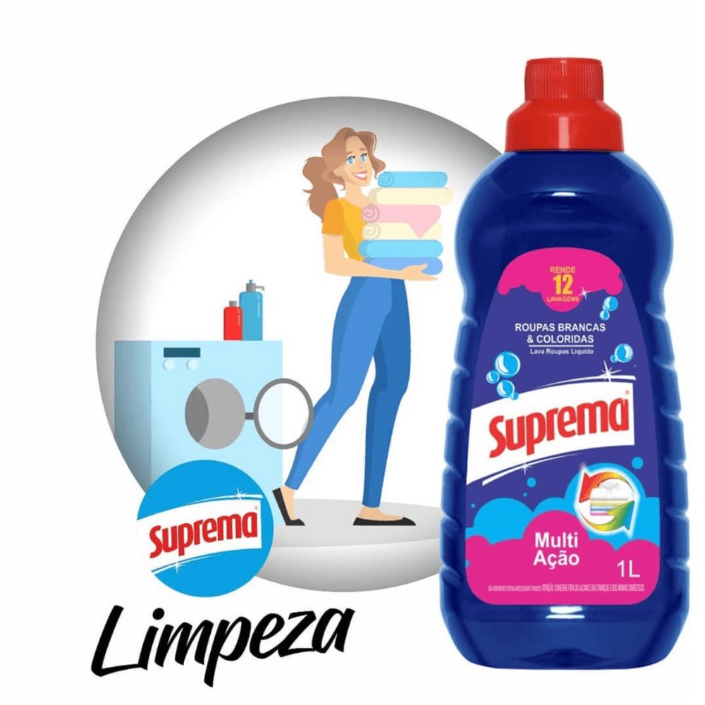 Sabão Líquido Lava Roupas Multi Ação Suprema 1 litro - e - dona