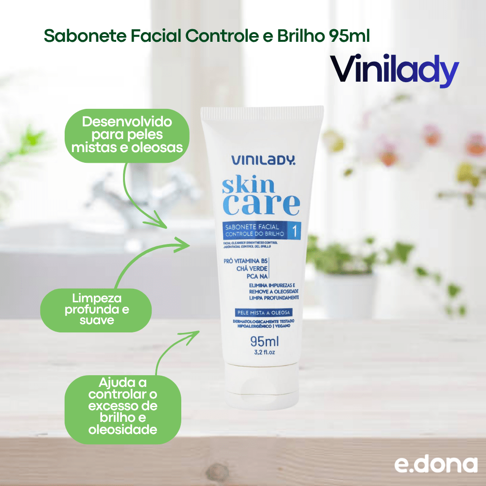Sabonete Facial Controle e Brilho 95ml Vinilady - e - dona