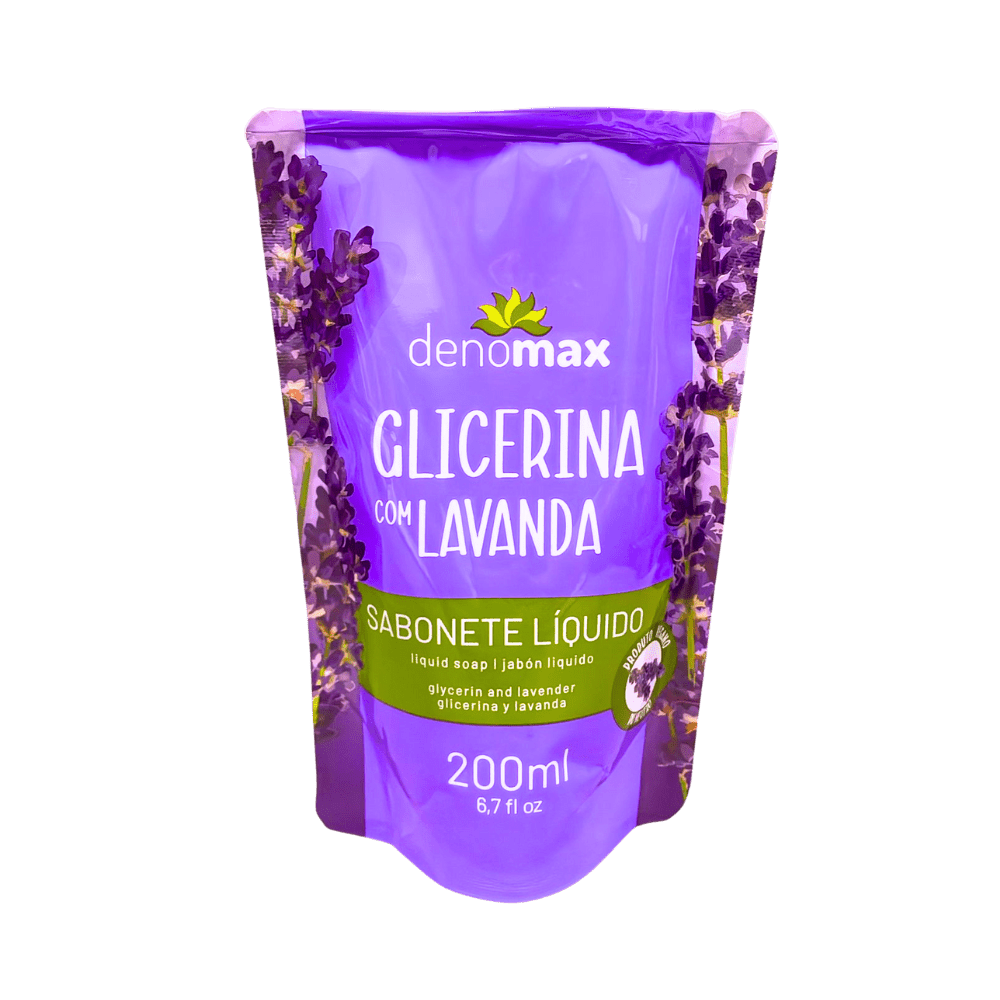 Sabonete Líquido Sachê Glicerina com Lavanda Denomax 200ml - e - dona