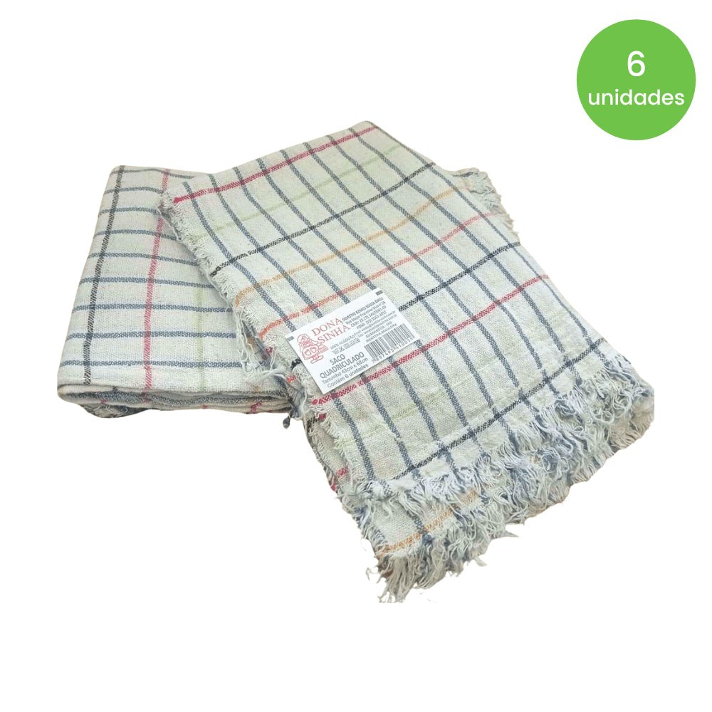 Saco Alvejado Quadriculado Dona Sinhá 43x68cm 110g com 6 unidades - e - dona